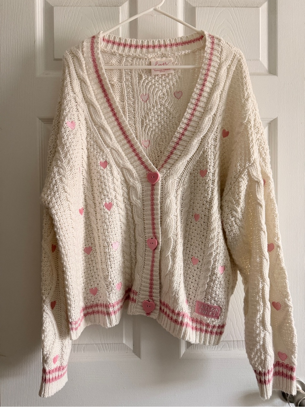 Taylor Swift- Lover Album Cardigan with Pink Hearts
